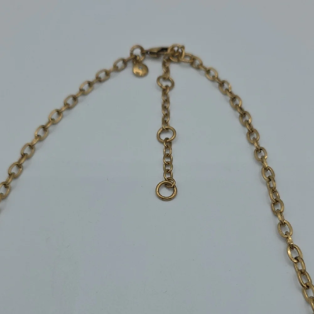 J. Crew Gold and White Lucite And Rhinestone Statement Necklace